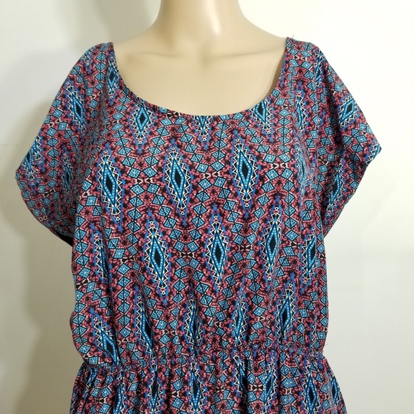 Pink Rose Pink & Blue Tribal Pattern Dress XL - Picture 5 of 6